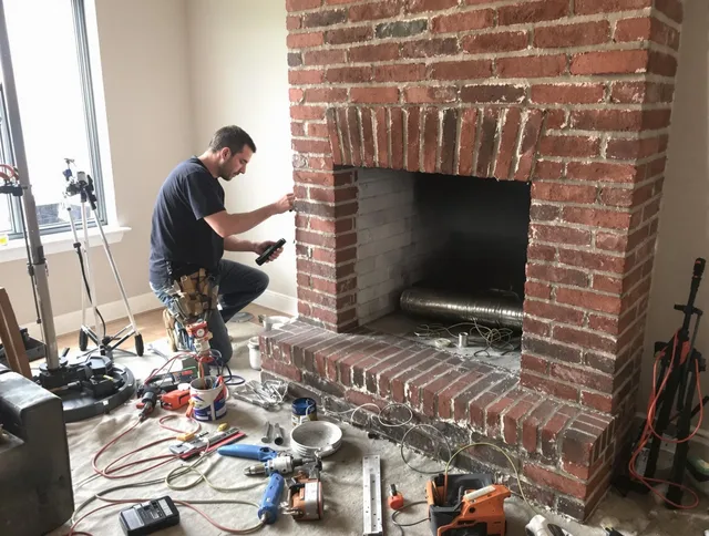 Glastonbury Chimney Sweep specialist finalizing chimney liner service in Glastonbury, CT