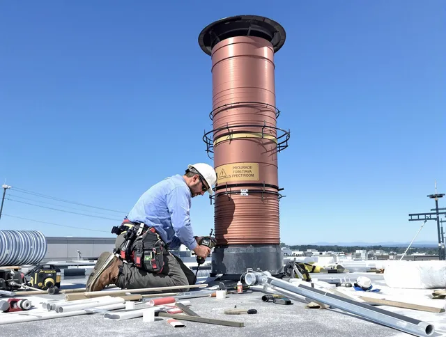 Installed chimney liner by Glastonbury Chimney Sweep in Glastonbury, CT