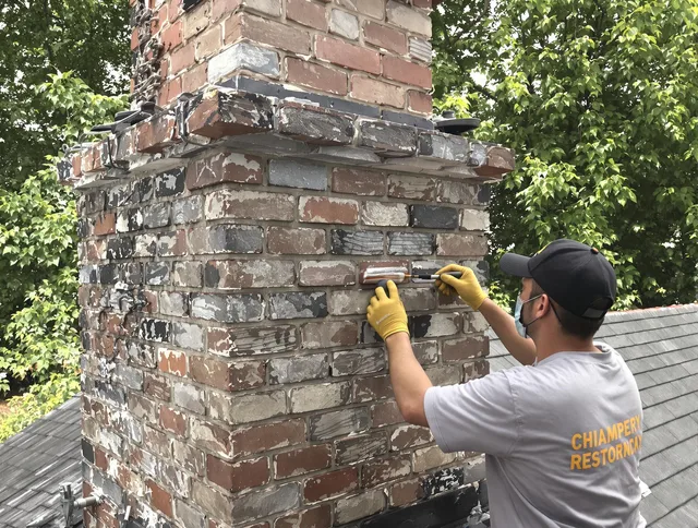 In-progress chimney restoration by Glastonbury Chimney Sweep in Glastonbury, CT