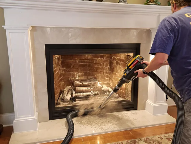 Fireplace cleaning performed by Glastonbury Chimney Sweep in Glastonbury, CT